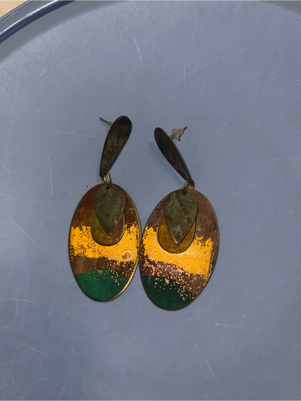 Handcrafted Yellow & Green Oval Drop Earrings - Women Jewelry